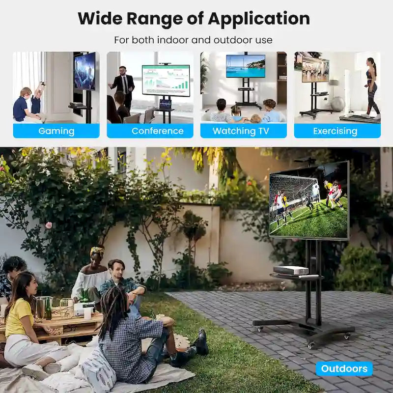 Support TV mobile Gymax pour téléviseurs à écran plat LCD LED de 32 à 82 pouces, jusqu'à 60 kg