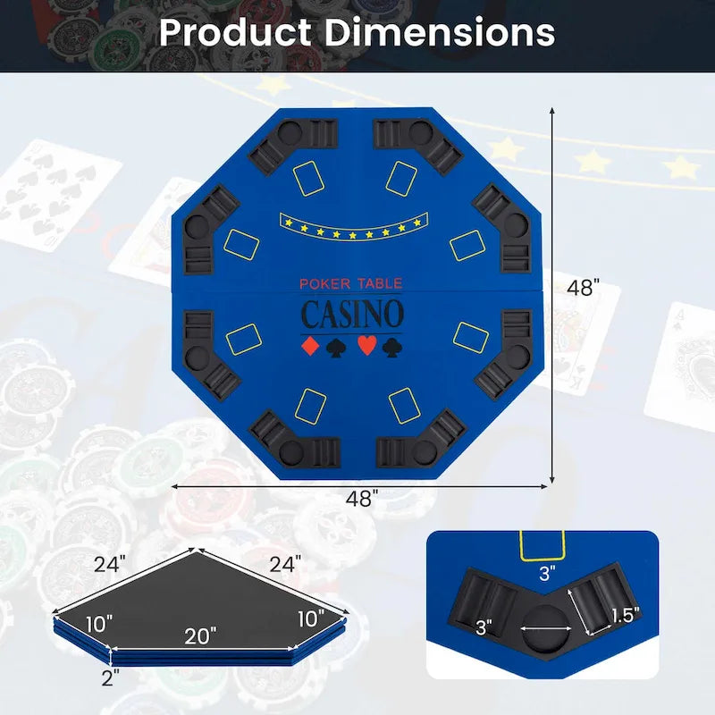 Plateau de table de poker Costway 48 - Texas Holdem pliable 8 joueurs - Voir les détails