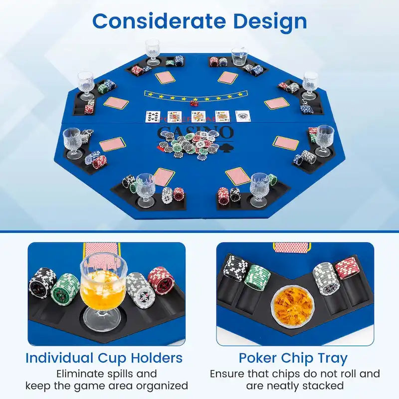 Plateau de table de poker Costway 48 - Texas Holdem pliable 8 joueurs - Voir les détails