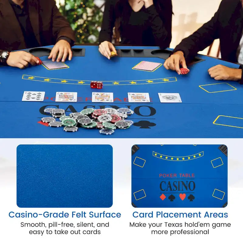 Plateau de table de poker Costway 48 - Texas Holdem pliable 8 joueurs - Voir les détails