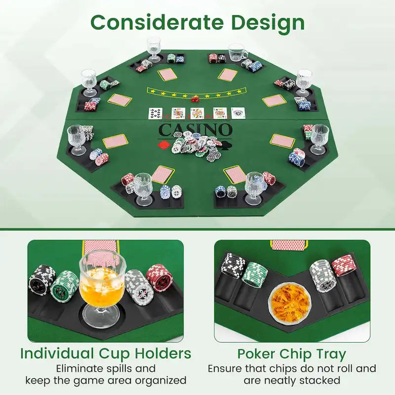 Plateau de table de poker Costway 48 - Texas Holdem pliable 8 joueurs - Voir les détails