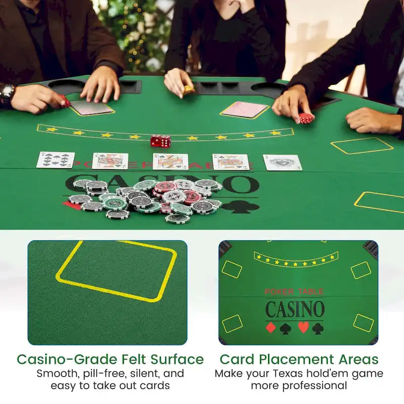 Plateau de table de poker Costway 48 - Texas Holdem pliable 8 joueurs - Voir les détails