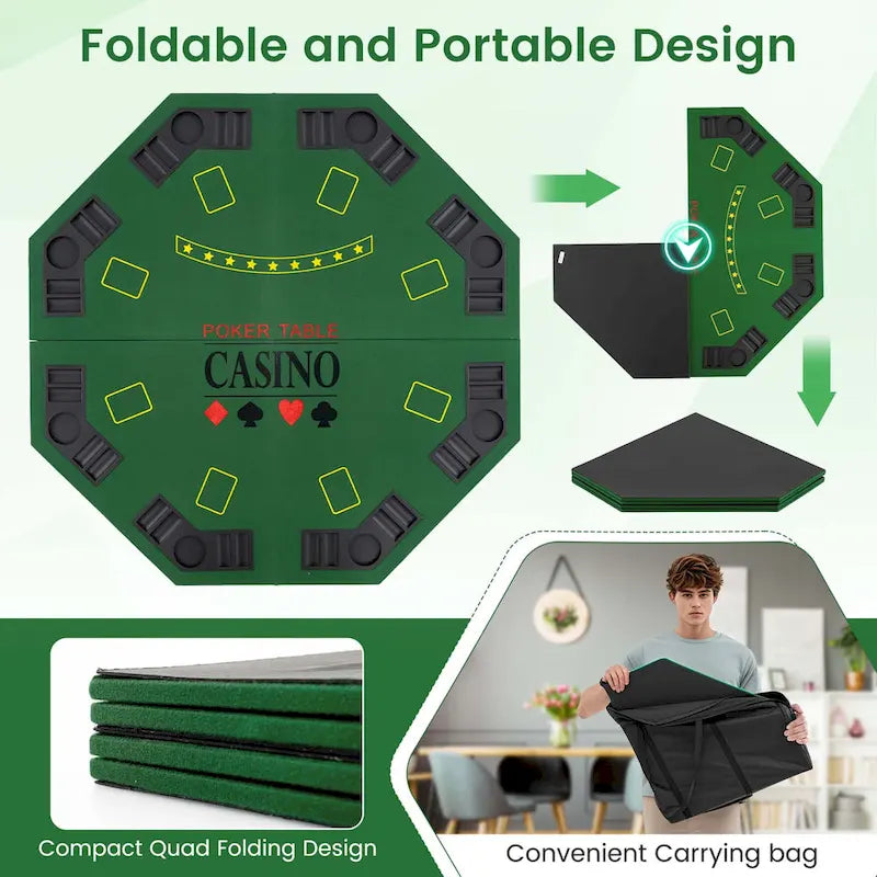 Plateau de table de poker Costway 48 - Texas Holdem pliable 8 joueurs - Voir les détails