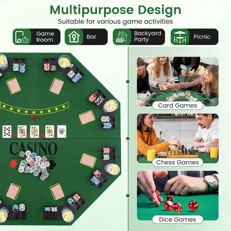 Plateau de table de poker Costway 48 - Texas Holdem pliable 8 joueurs - Voir les détails
