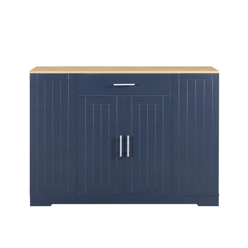 Îlot de cuisine de 135 cm avec tiroirs et poubelle intégrée. Design moderne de style ferme pour la cuisine et la salle à manger.