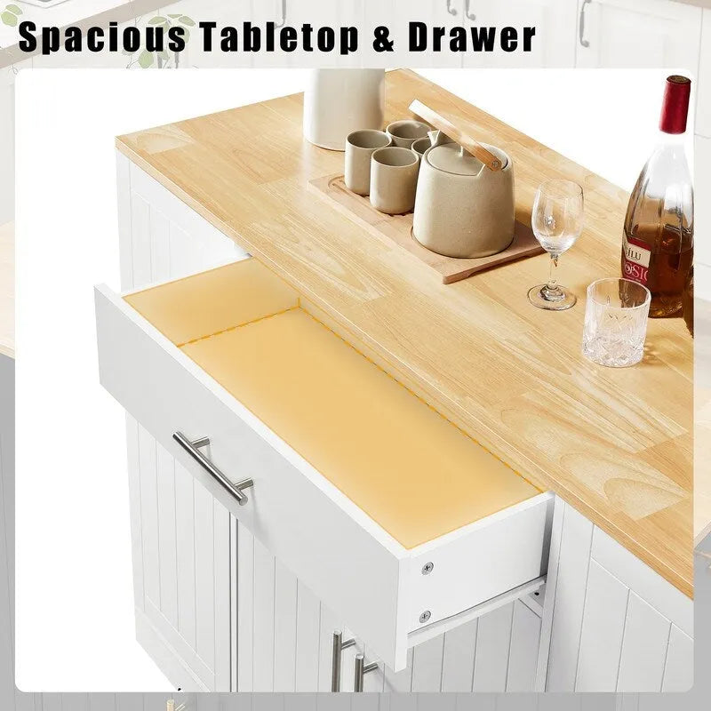 Îlot de cuisine de 135 cm avec tiroirs et poubelle intégrée. Design moderne de style ferme pour la cuisine et la salle à manger.
