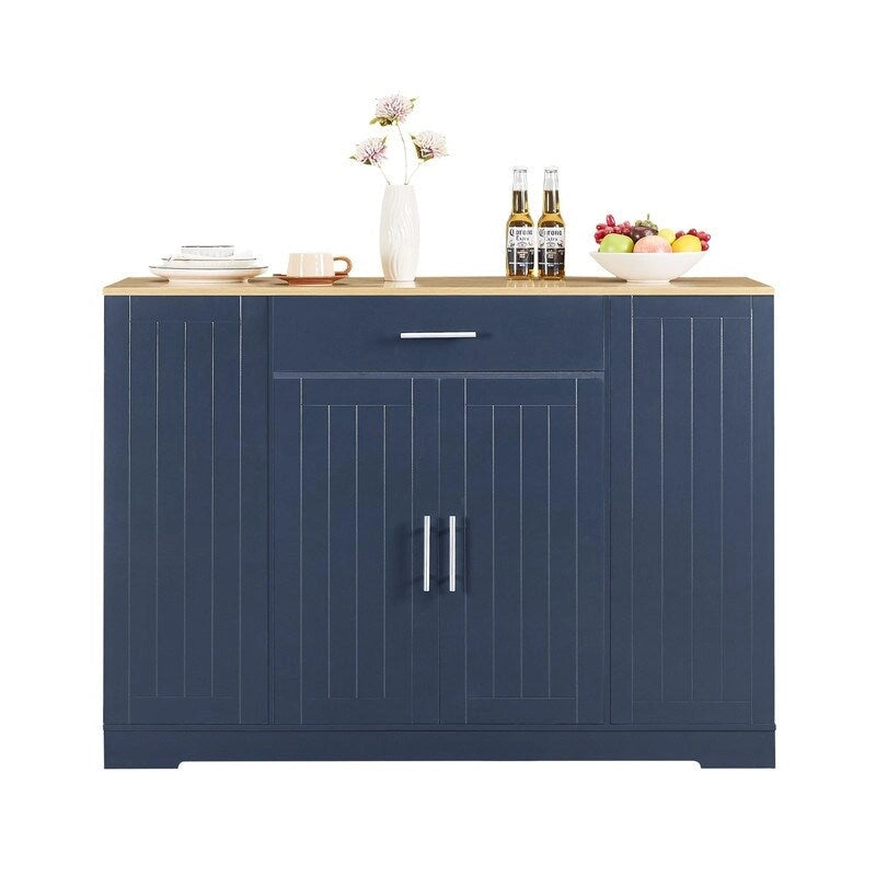 Îlot de cuisine de 135 cm avec tiroirs et poubelle intégrée. Design moderne de style ferme pour la cuisine et la salle à manger.