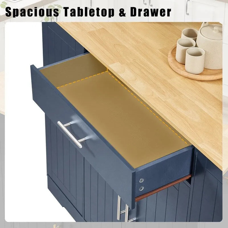 Îlot de cuisine de 135 cm avec tiroirs et poubelle intégrée. Design moderne de style ferme pour la cuisine et la salle à manger.
