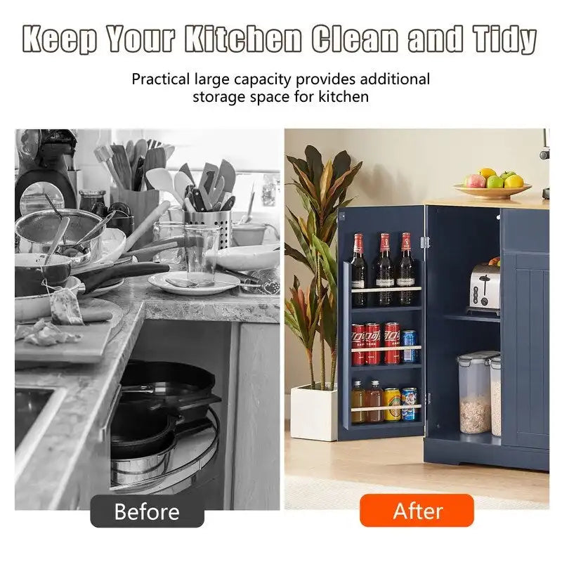 Îlot de cuisine de 135 cm avec tiroirs et poubelle intégrée. Design moderne de style ferme pour la cuisine et la salle à manger.
