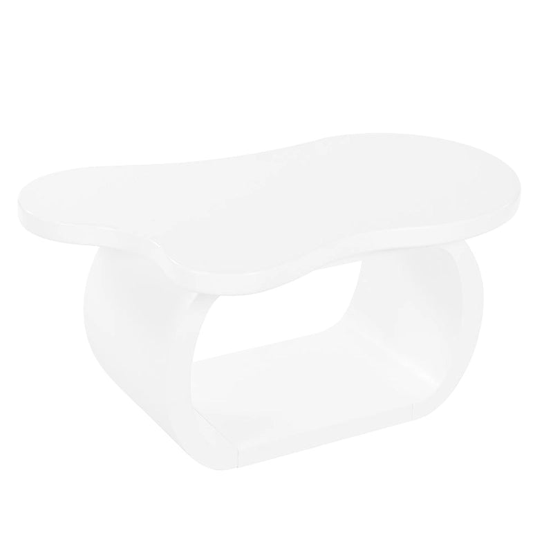 Table basse moderne Cloud avec plateau de 3,8 cm d'épaisseur, table d'appoint irrégulière de style crème avec pieds incurvés, table d'appoint au design unique