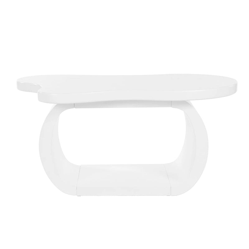 Table basse moderne Cloud avec plateau de 3,8 cm d'épaisseur, table d'appoint irrégulière de style crème avec pieds incurvés, table d'appoint au design unique