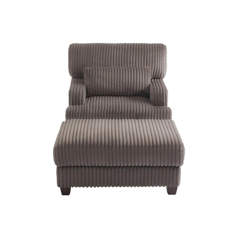 Chaise longue moderne surdimensionnée en velours côtelé avec pouf