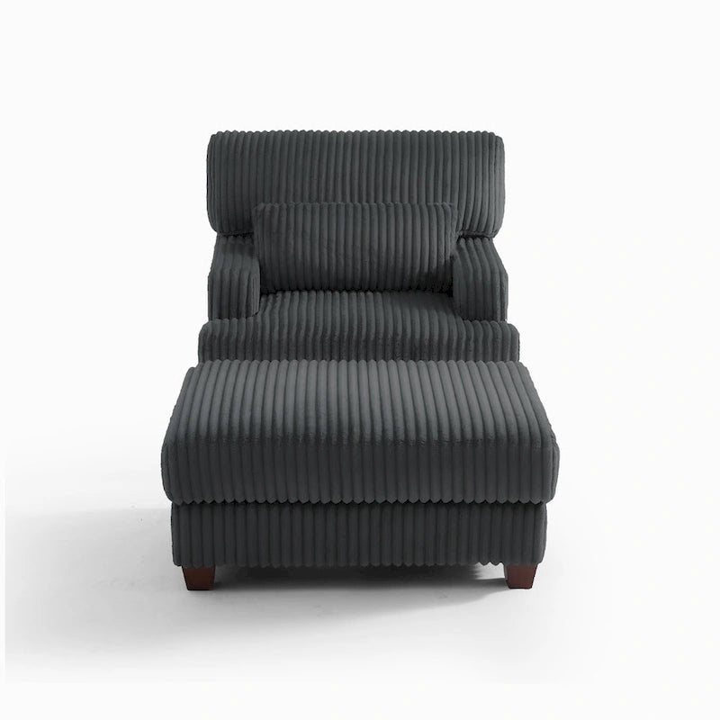 Chaise longue moderne surdimensionnée en velours côtelé avec pouf