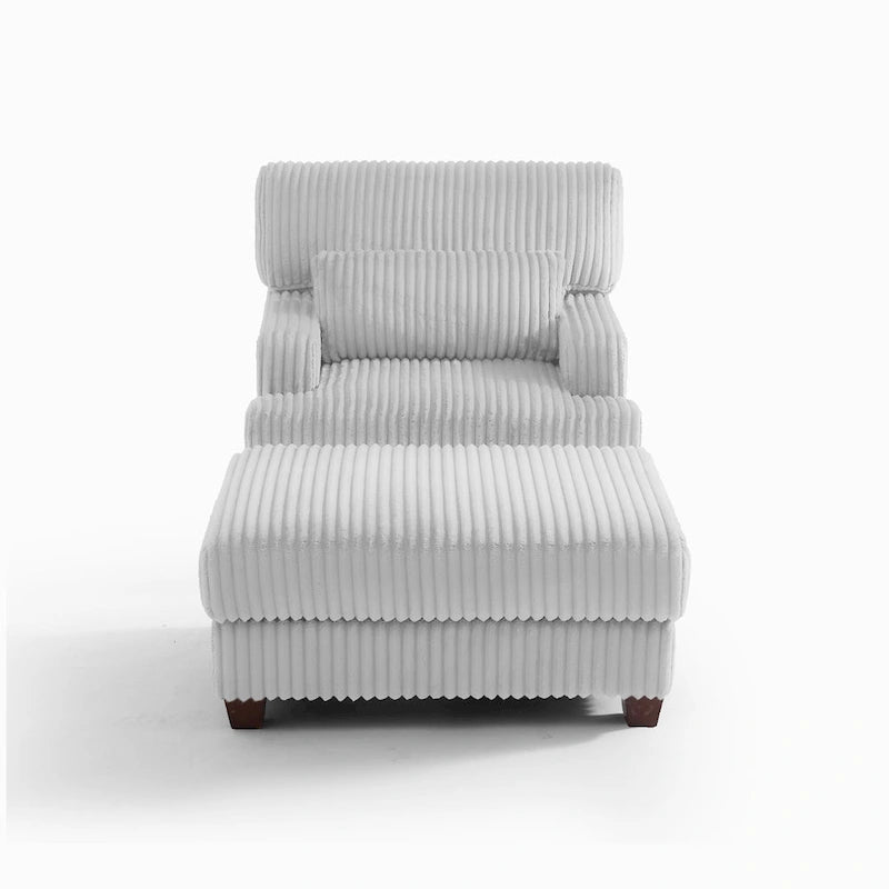 Chaise longue moderne surdimensionnée en velours côtelé avec pouf
