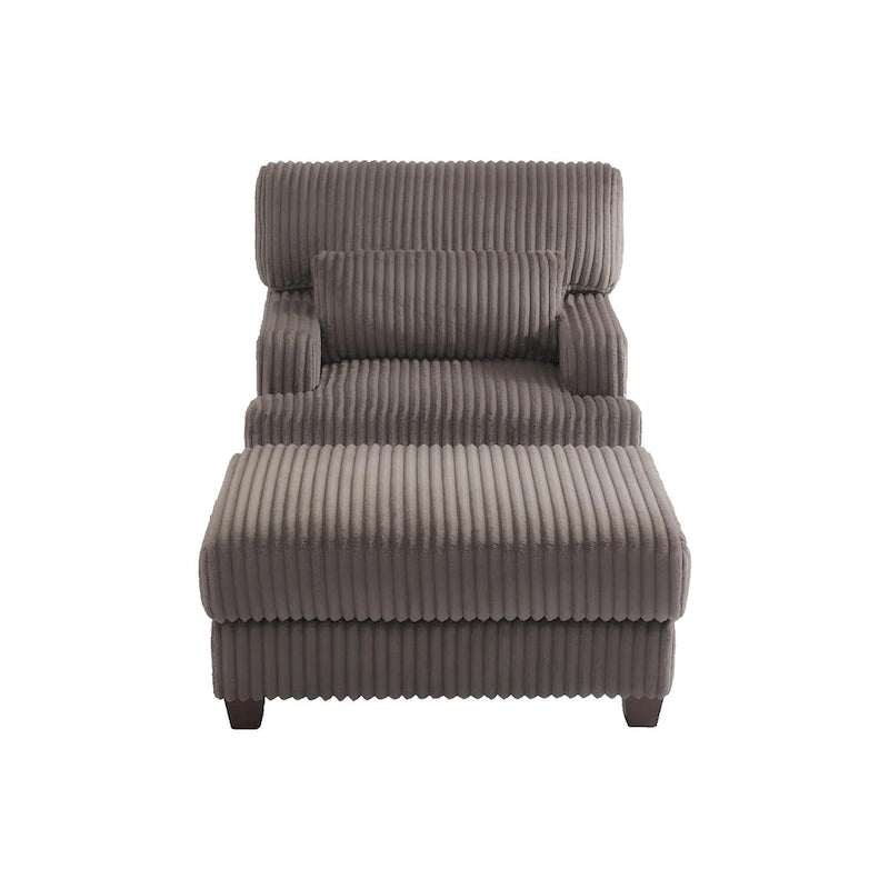 Chaise longue moderne surdimensionnée en velours côtelé avec pouf