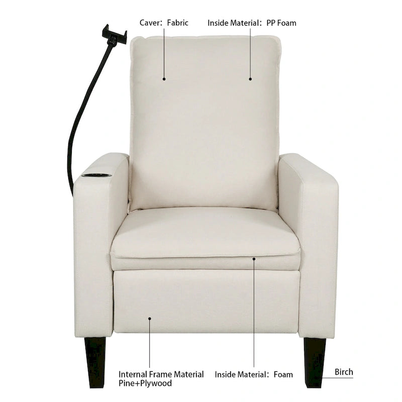 Fauteuils inclinables pour adultes, canapé inclinable réglable avec support de téléphone portable et porte-gobelet