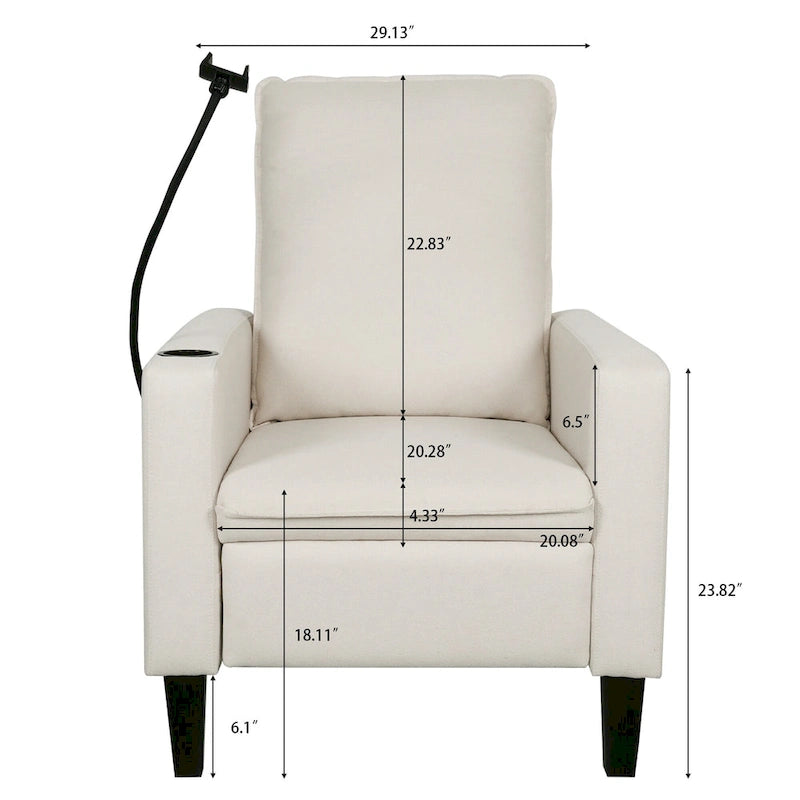 Fauteuils inclinables pour adultes, canapé inclinable réglable avec support de téléphone portable et porte-gobelet