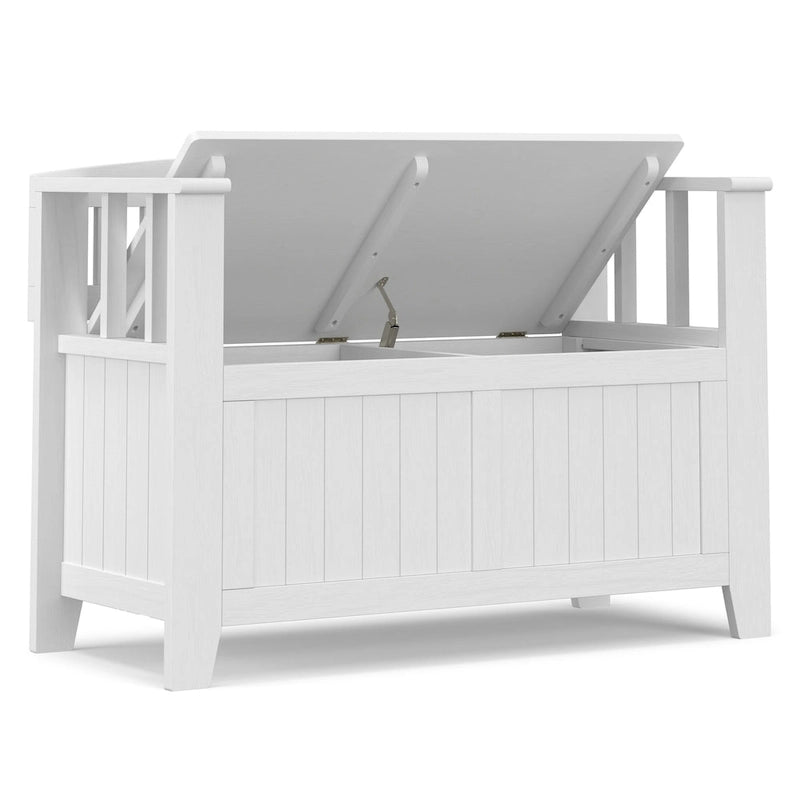 WYNDENHALL Normandy Banc de rangement de petite taille en bois massif, 36 po de large, style transitoire
