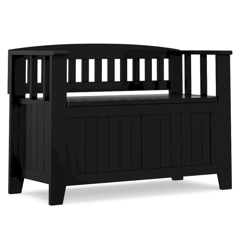 WYNDENHALL Normandy Banc de rangement de petite taille en bois massif, 36 po de large, style transitoire