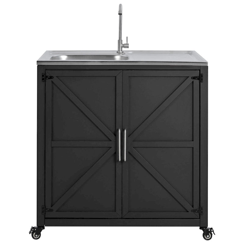 Évier de cuisine d'extérieur mobile, station évier de cuisine modulaire de patio avec armoire