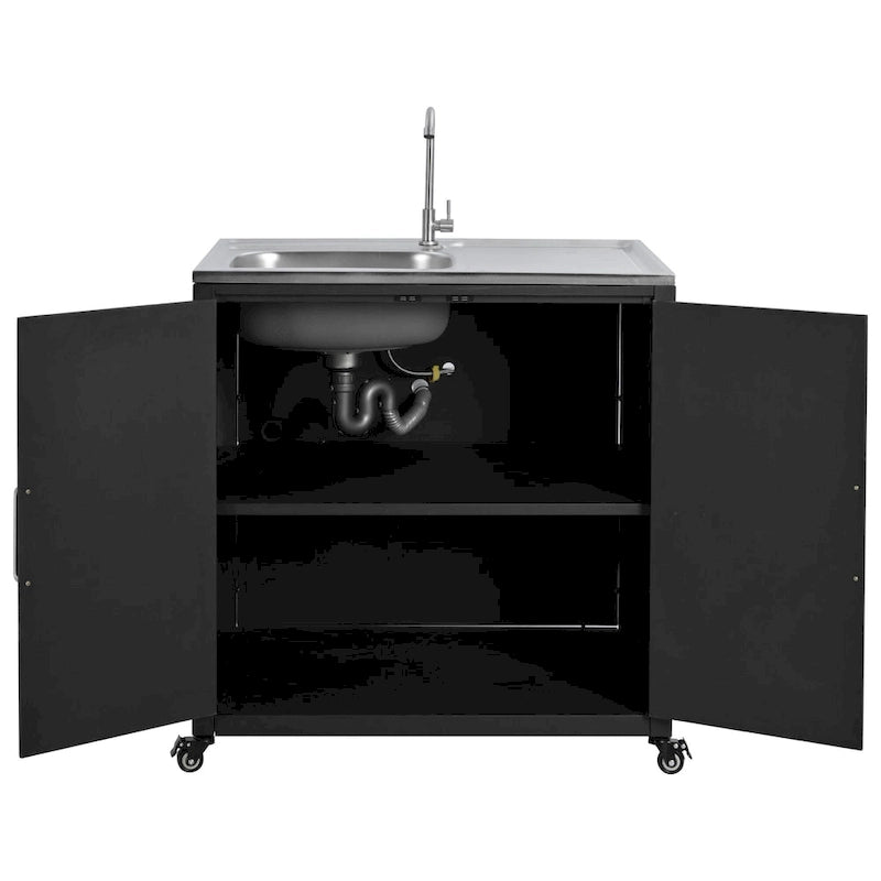 Évier de cuisine d'extérieur mobile, station évier de cuisine modulaire de patio avec armoire