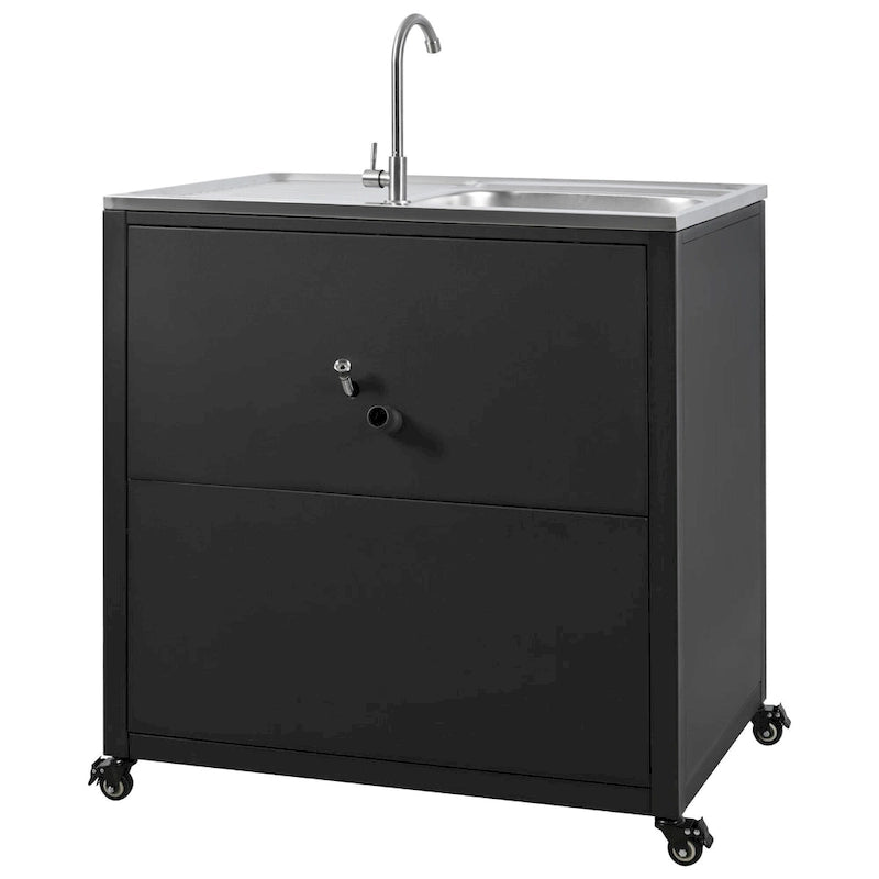 Évier de cuisine d'extérieur mobile, station évier de cuisine modulaire de patio avec armoire