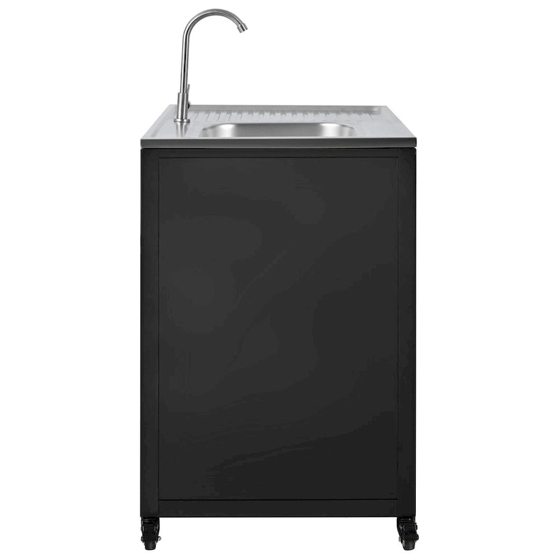 Évier de cuisine d'extérieur mobile, station évier de cuisine modulaire de patio avec armoire