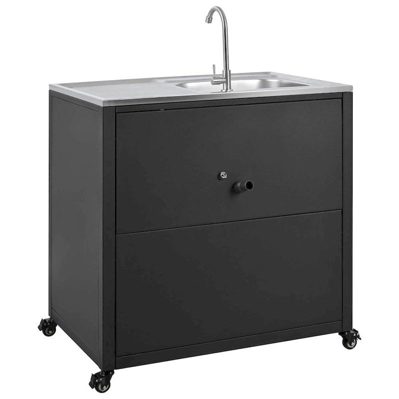 Évier de cuisine d'extérieur mobile, station évier de cuisine modulaire de patio avec armoire