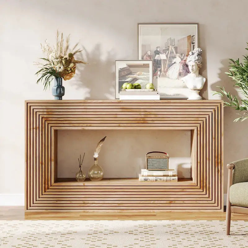 Console étroite en bois de 150 cm de long pour salon, table d'entrée