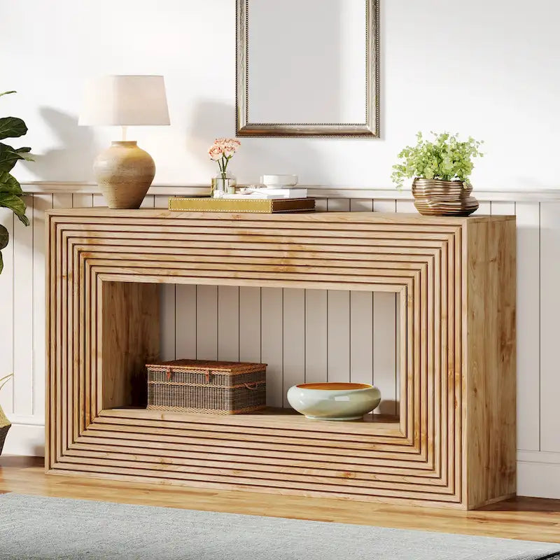 Console étroite en bois de 150 cm de long pour salon, table d'entrée
