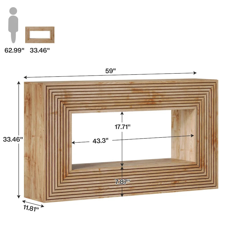 Console étroite en bois de 150 cm de long pour salon, table d'entrée