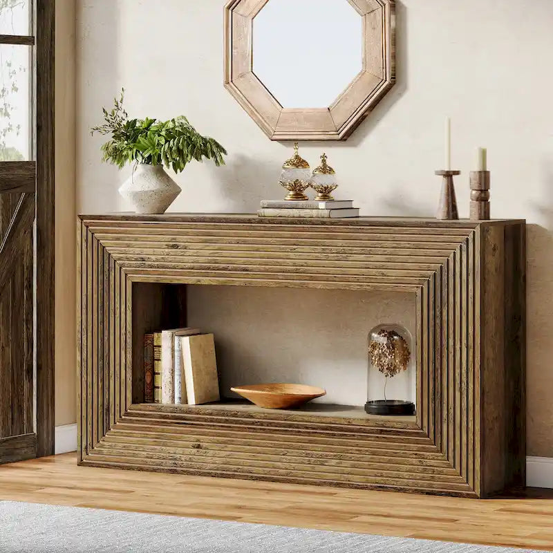 Console étroite en bois de 150 cm de long pour salon, table d'entrée