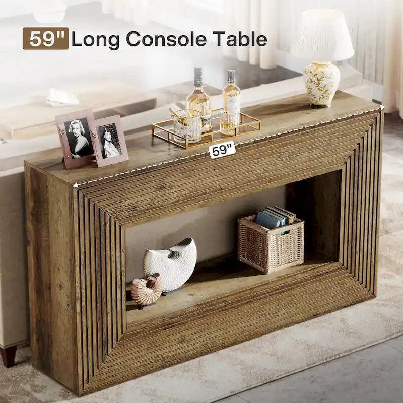 Console étroite en bois de 150 cm de long pour salon, table d'entrée