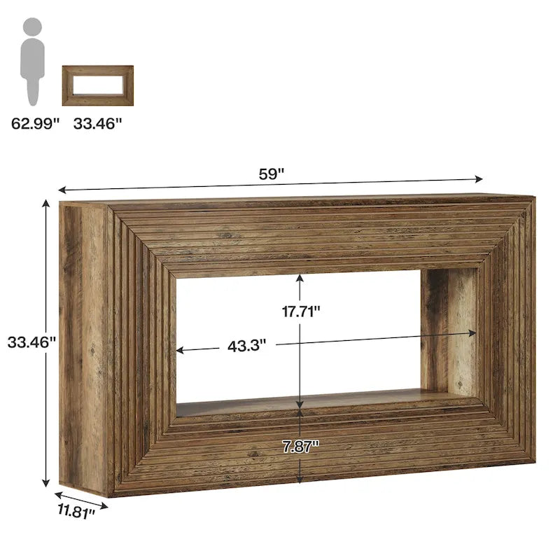 Console étroite en bois de 150 cm de long pour salon, table d'entrée