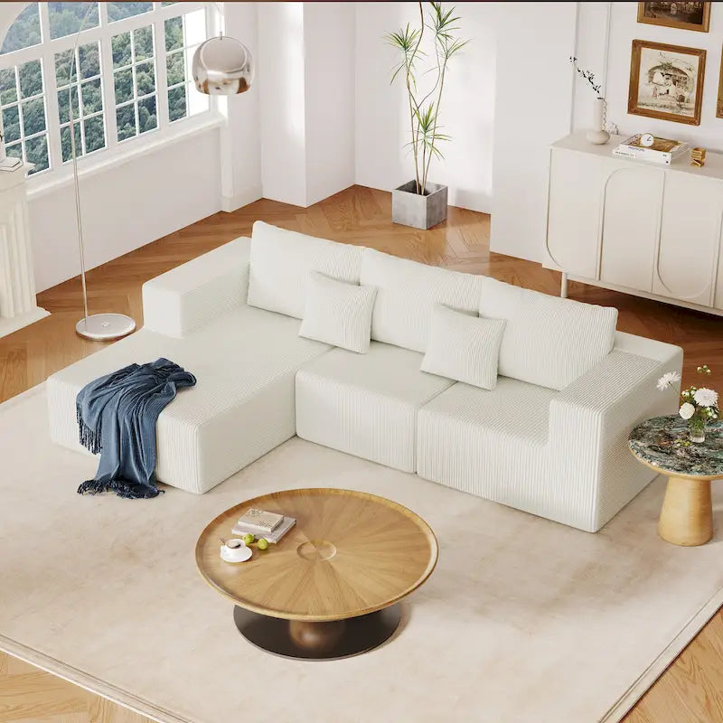 Canapé d'angle modulaire en forme de L de 108,3 pouces avec méridienne