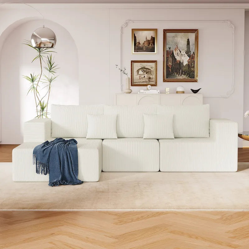 Canapé d'angle modulaire en forme de L de 108,3 pouces avec méridienne