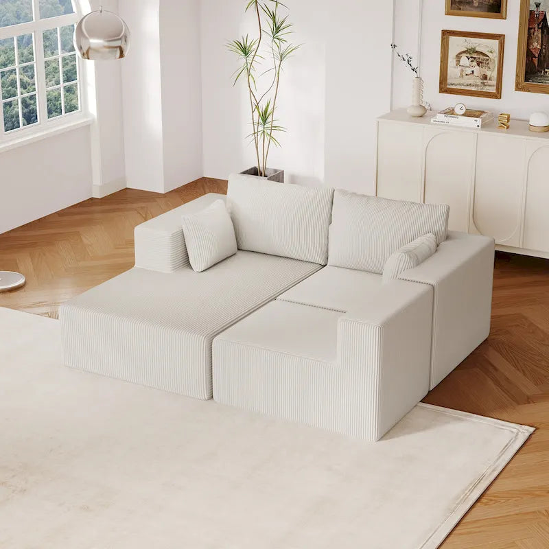 Canapé d'angle modulaire en forme de L de 108,3 pouces avec méridienne