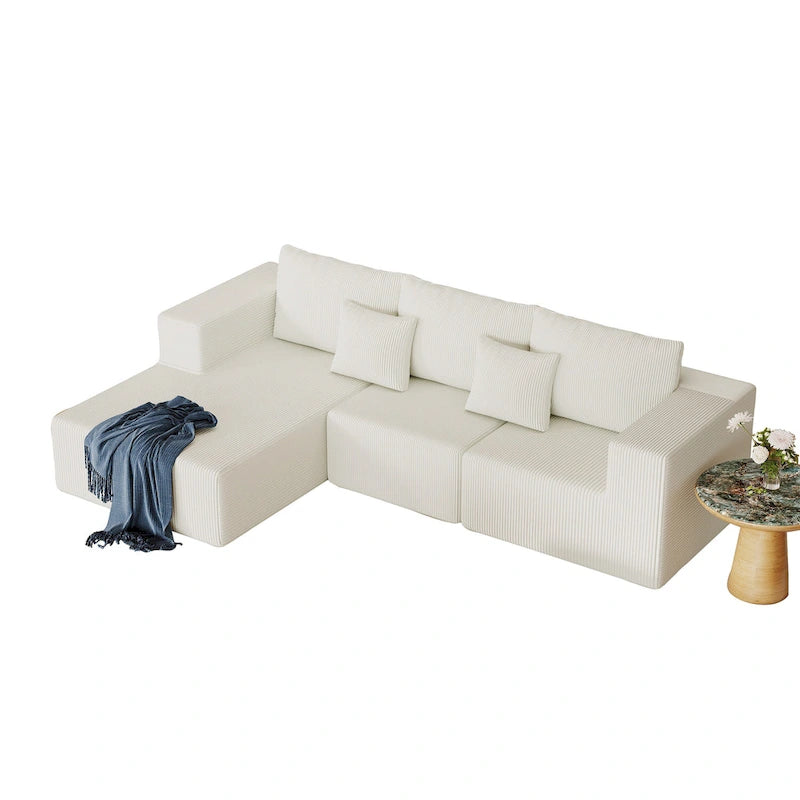 Canapé d'angle modulaire en forme de L de 108,3 pouces avec méridienne