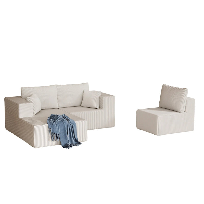 Canapé d'angle modulaire en forme de L de 108,3 pouces avec méridienne