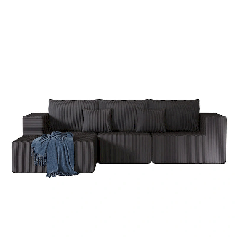 Canapé d'angle modulaire en forme de L de 108,3 pouces avec méridienne