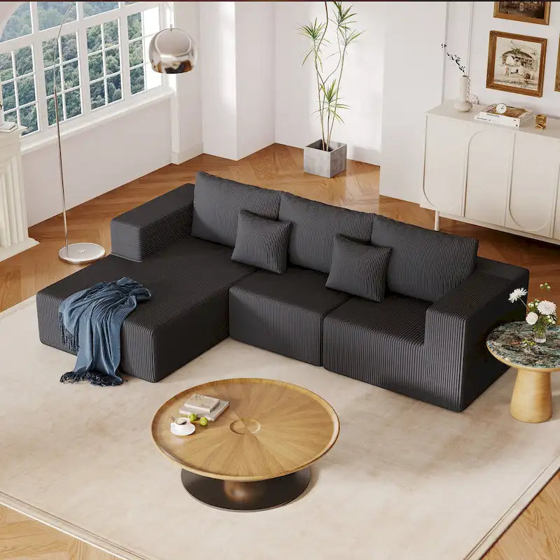 Canapé d'angle modulaire en forme de L de 108,3 pouces avec méridienne