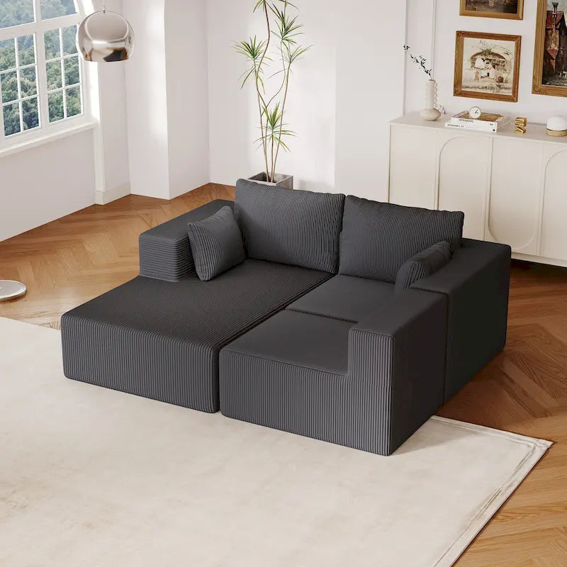 Canapé d'angle modulaire en forme de L de 108,3 pouces avec méridienne
