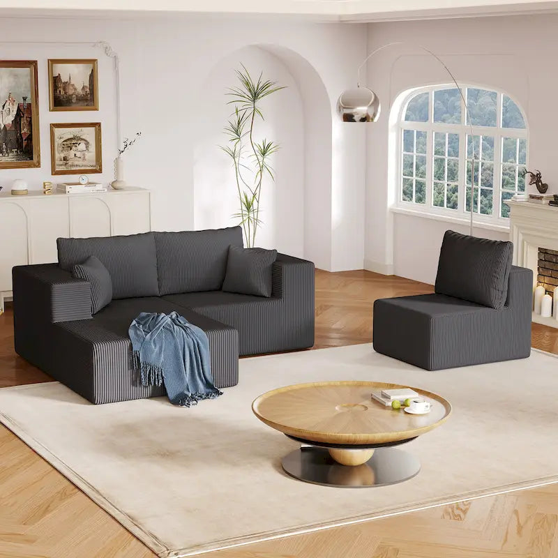 Canapé d'angle modulaire en forme de L de 108,3 pouces avec méridienne