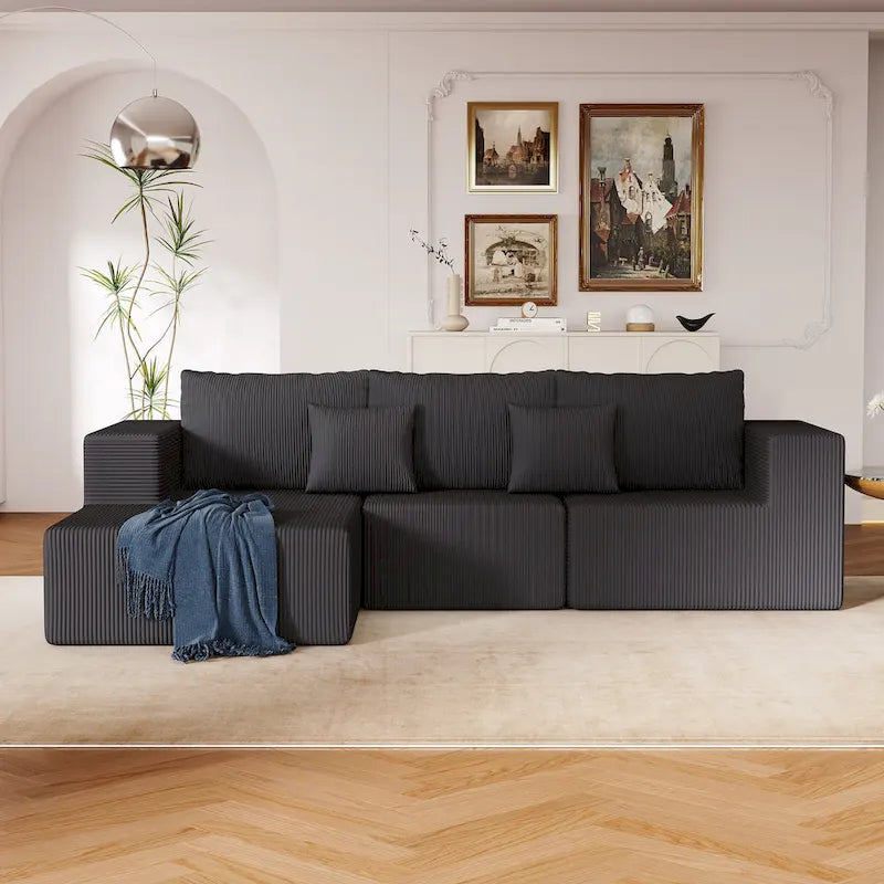 Canapé d'angle modulaire en forme de L de 108,3 pouces avec méridienne