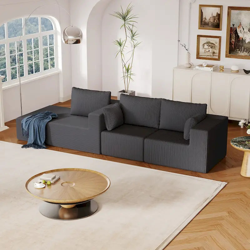 Canapé d'angle modulaire en forme de L de 108,3 pouces avec méridienne