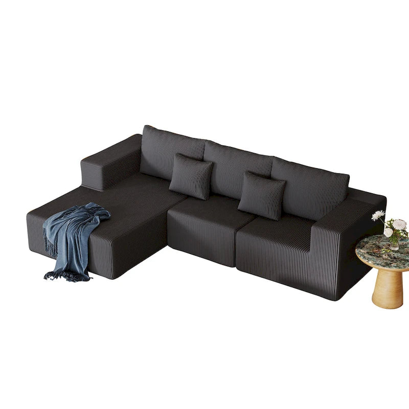 Canapé d'angle modulaire en forme de L de 108,3 pouces avec méridienne