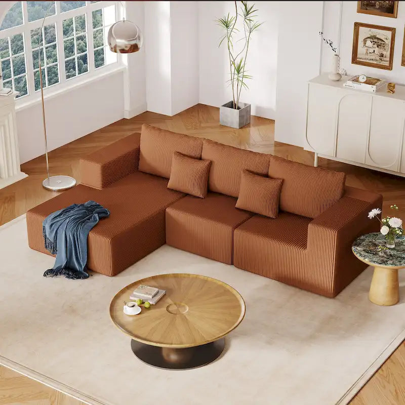 Canapé d'angle modulaire en forme de L de 108,3 pouces avec méridienne