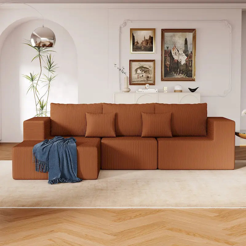 Canapé d'angle modulaire en forme de L de 108,3 pouces avec méridienne