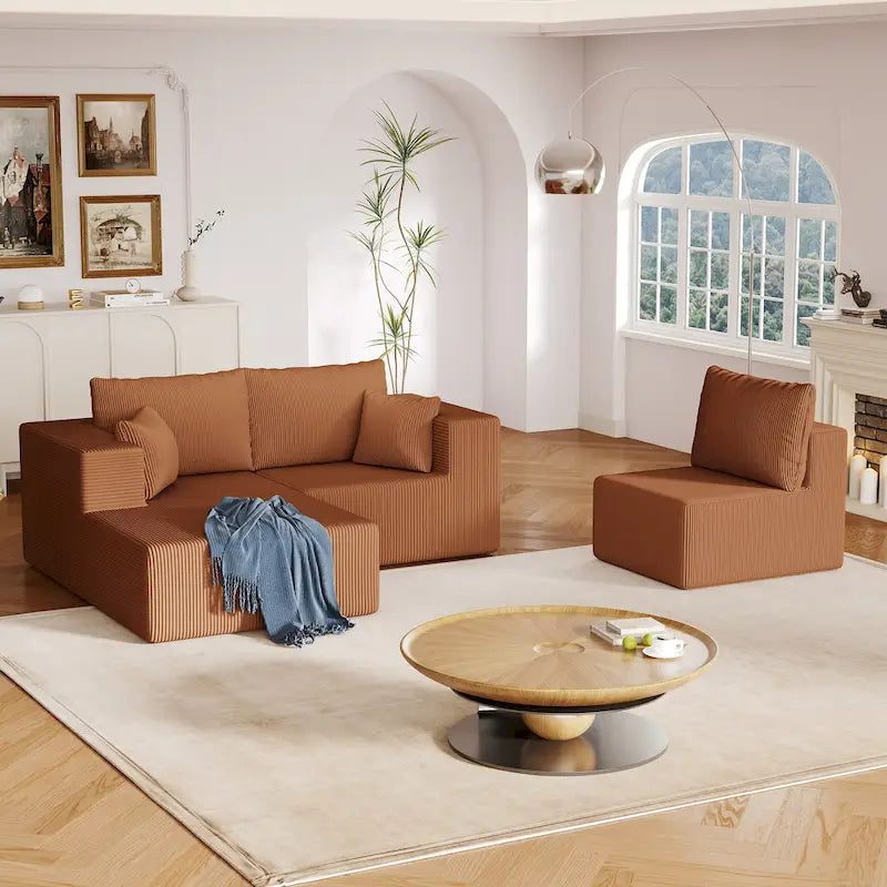Canapé d'angle modulaire en forme de L de 108,3 pouces avec méridienne