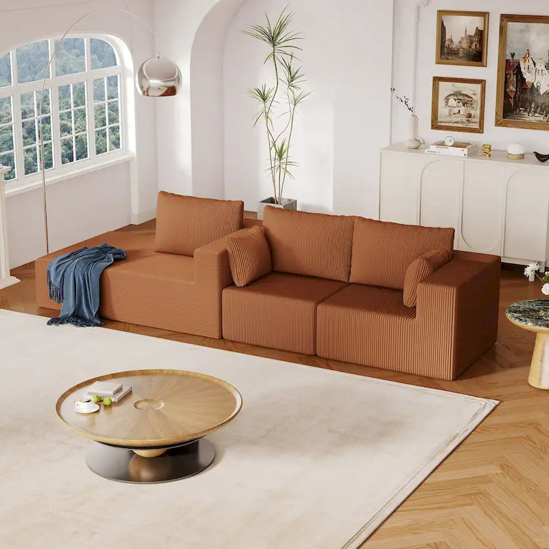Canapé d'angle modulaire en forme de L de 108,3 pouces avec méridienne
